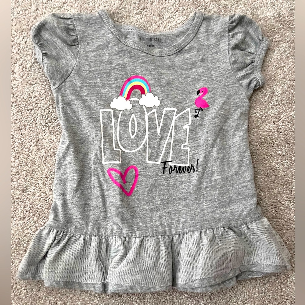 ⭐️ 5/$25 ⭐️ Gray Short Sleeve Girls 18M - Picture 1 of 2